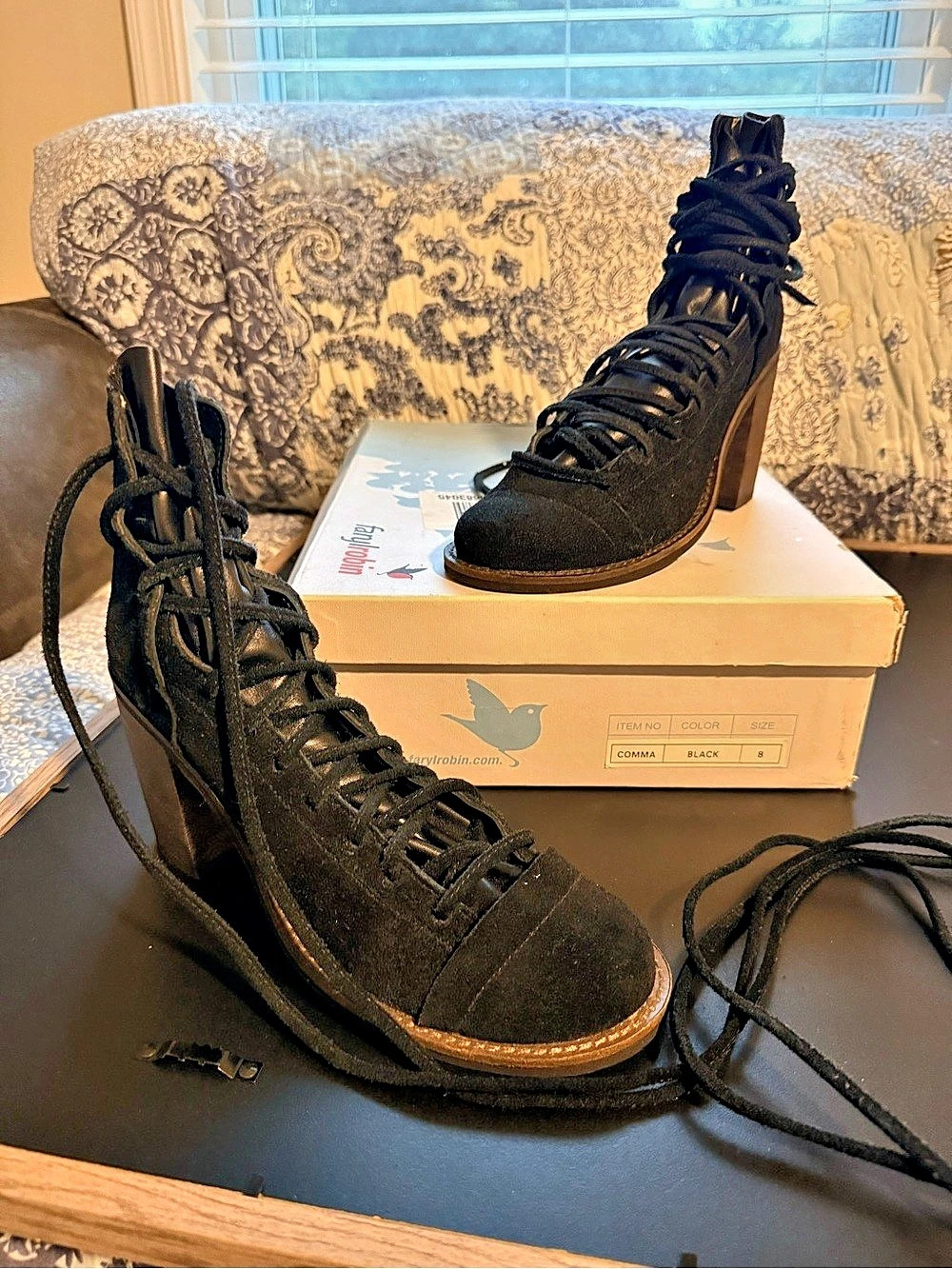 Faryl Robin Lace-Up Platform Booties in Black